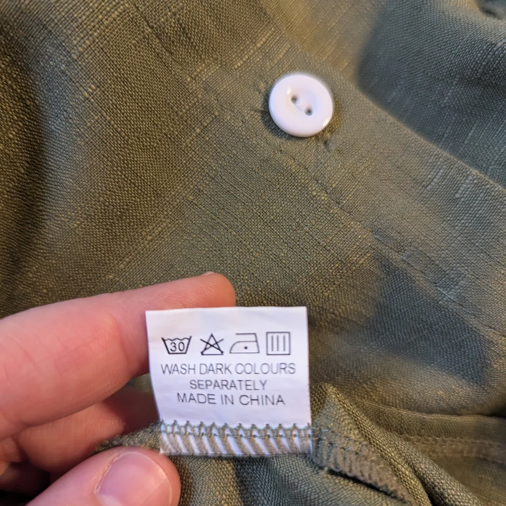 107. NWOT Green Button Down Shirt with Short Sleeves - Picture 6 of 6